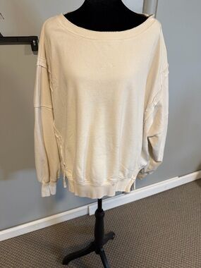 American Eagle Cream Oversized Tunic Sweatshirt | Medium | Crewneck Cozy